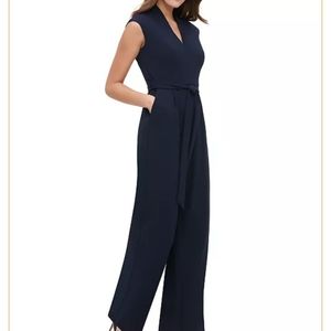 Tommy Hilfiger Classic Navy Belted Jumpsuit 18W